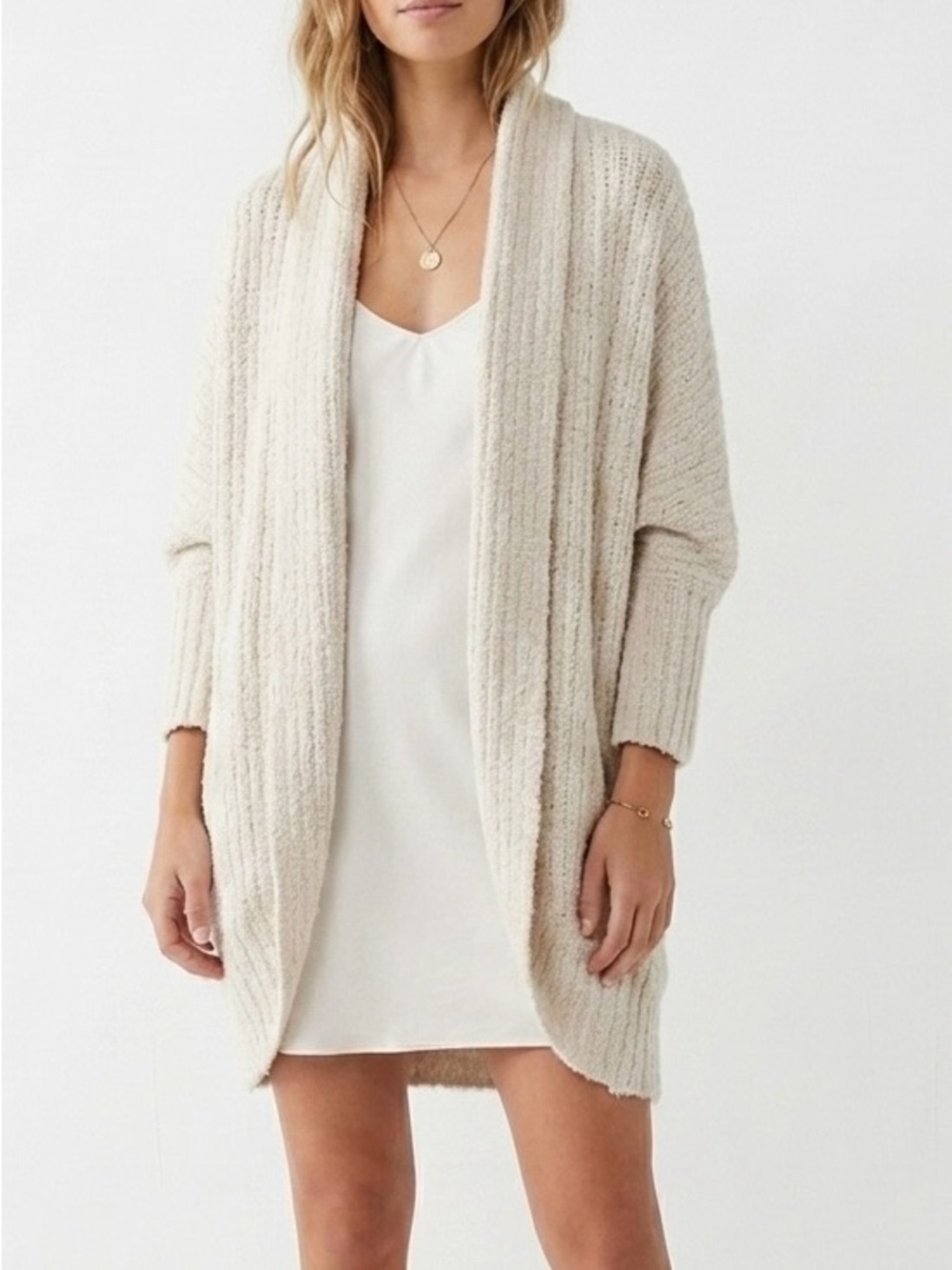 Anthro Sleeping on Snow Chevron Cocoon Cardigan XS Cream Alpaca Wool Boho Chic